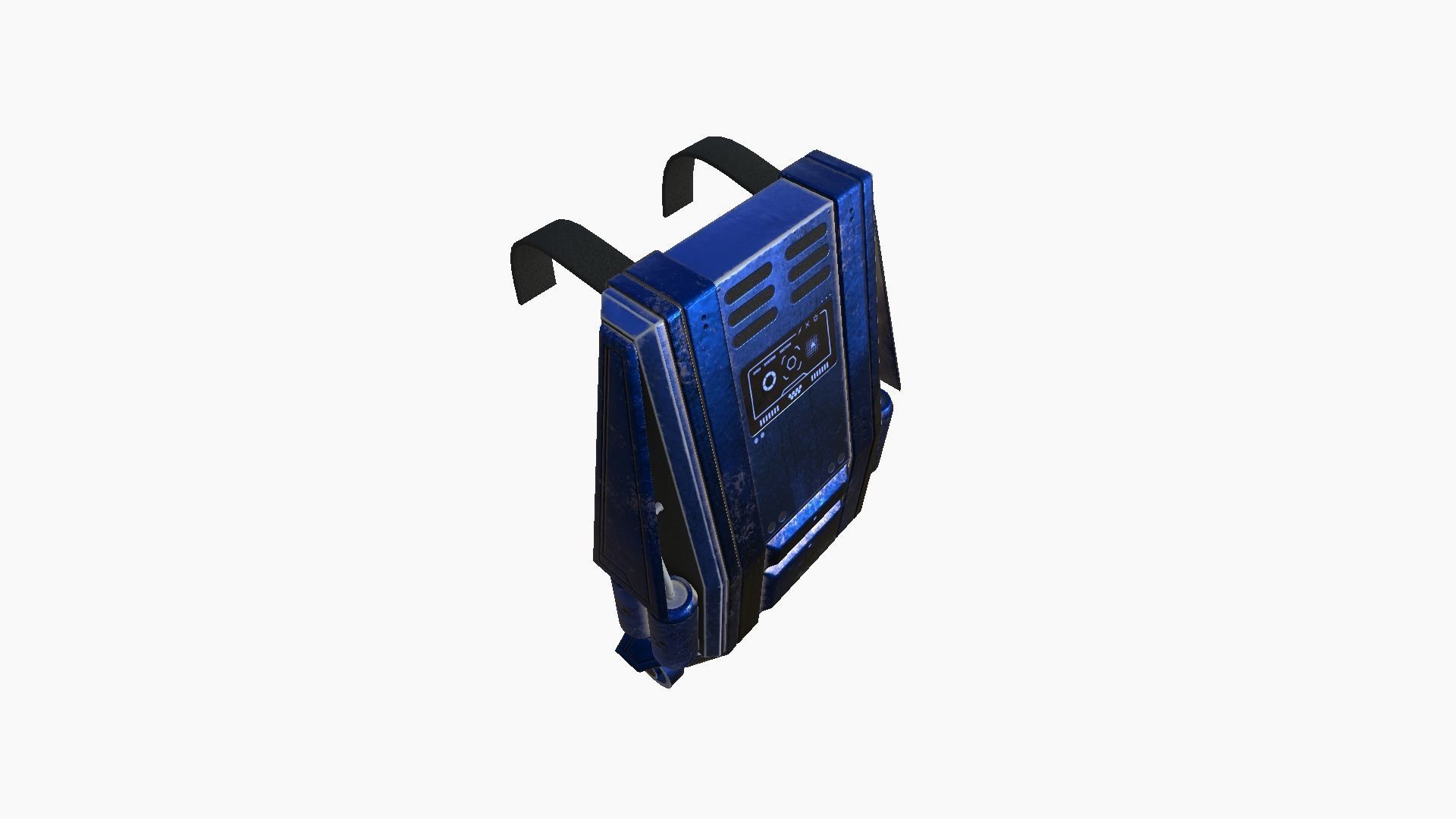 SciFi Backpack F06 Blue - Fashion Character Design Low-poly 3D model_4