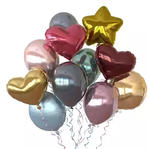 Metallic balloons Low-poly 3D model