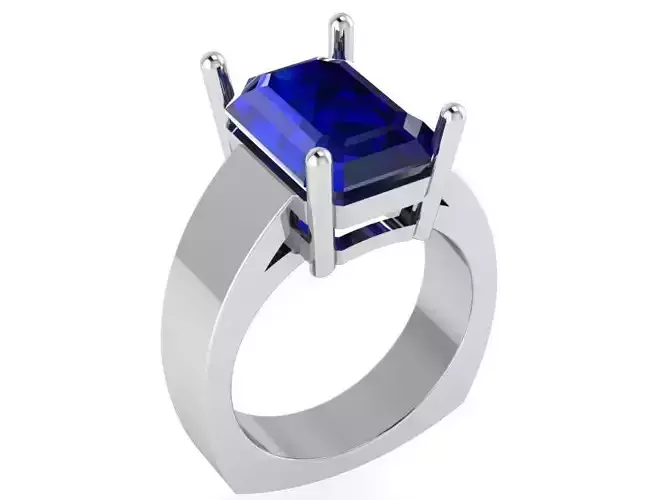 Emerald Cut Euro Shank Ring 0256