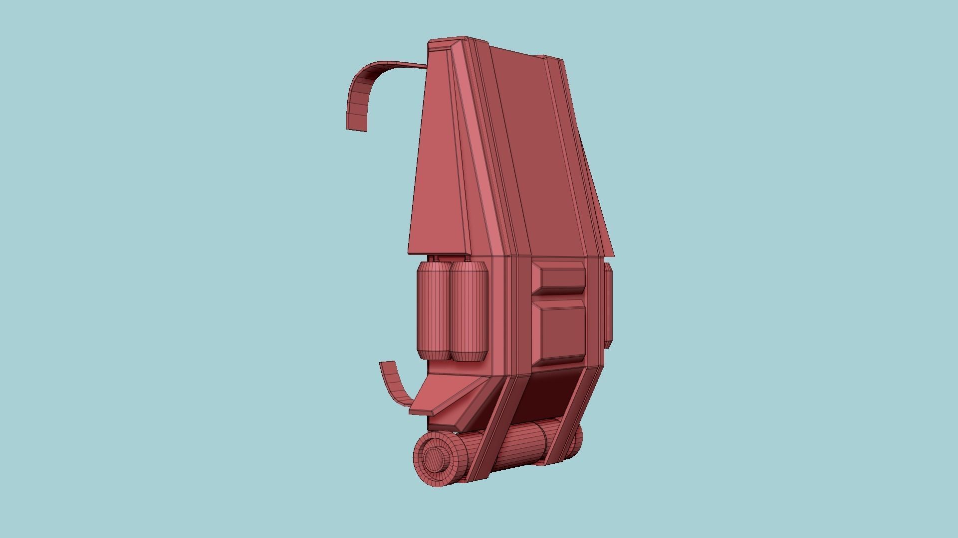 SciFi Backpack F08 Black Red - Fashion Character Design Low-poly 3D model_15
