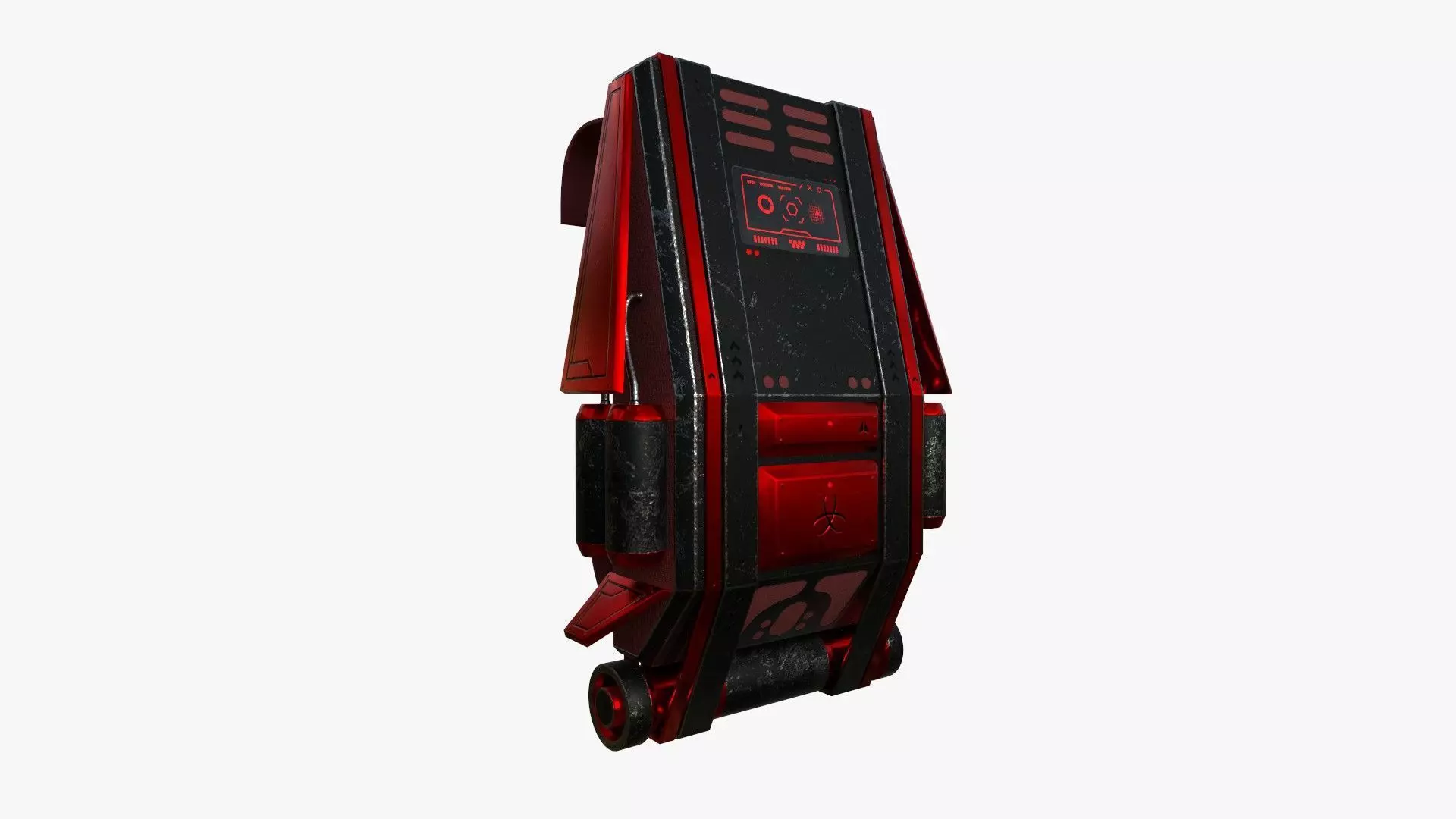SciFi Backpack F08 Black Red - Fashion Character Design Low-poly 3D model_0