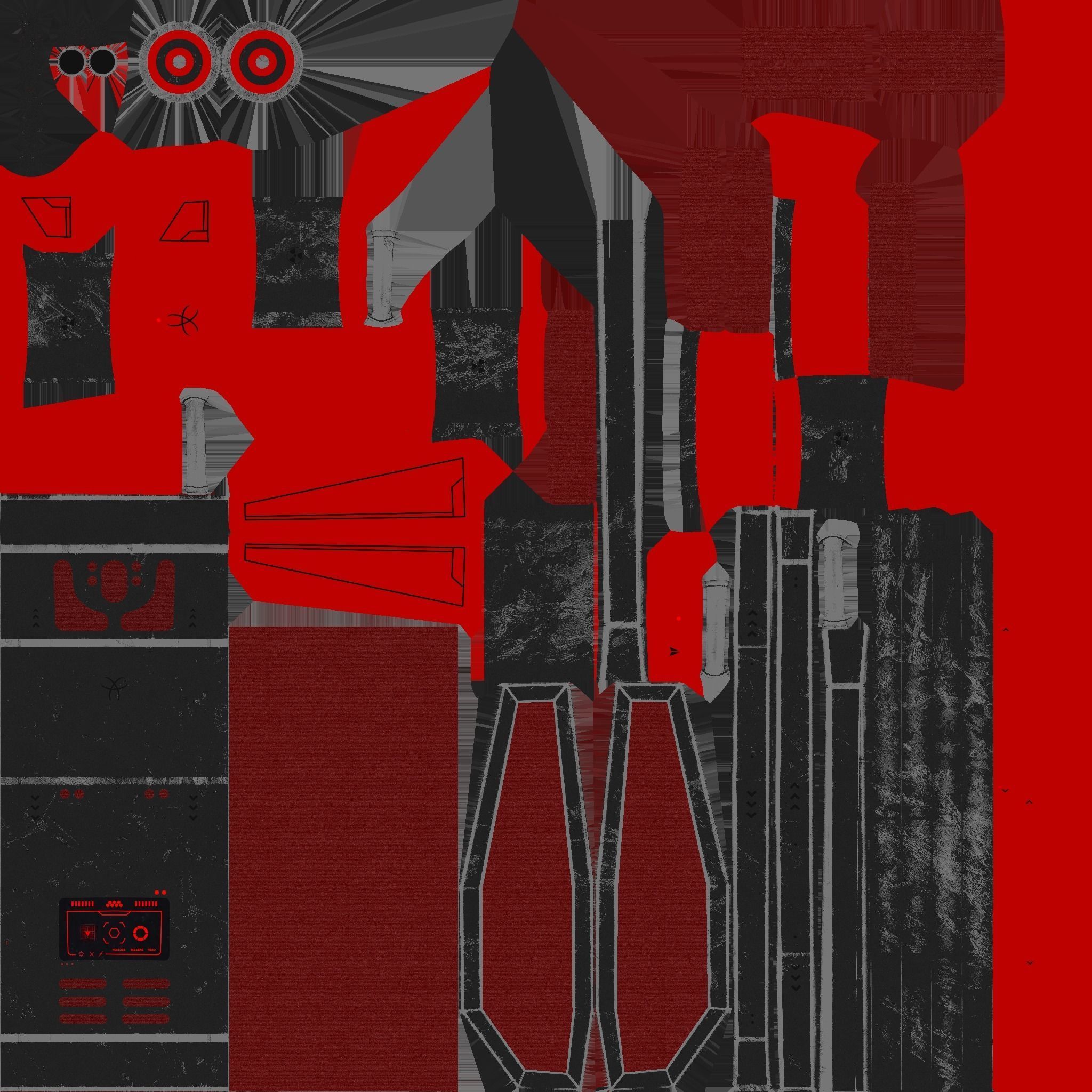 SciFi Backpack F08 Black Red - Fashion Character Design Low-poly 3D model_19