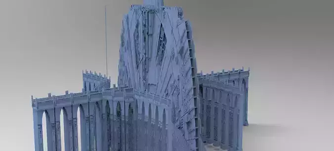 Art Deco Sci-F Mothership base with bridges 3