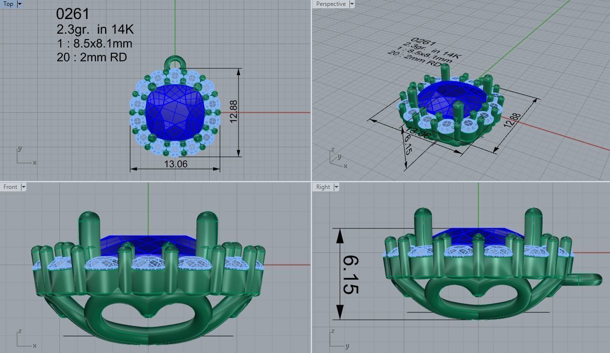 Cushion Cluster Pendant 0261 3D print model_4