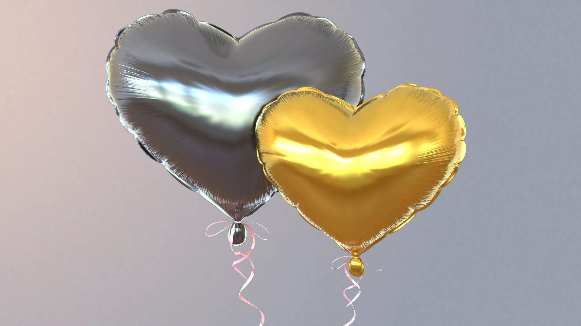 Balloons two hearts Free low-poly 3D model
