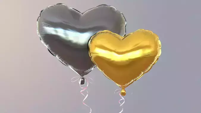 Balloons two hearts Free low-poly 3D model