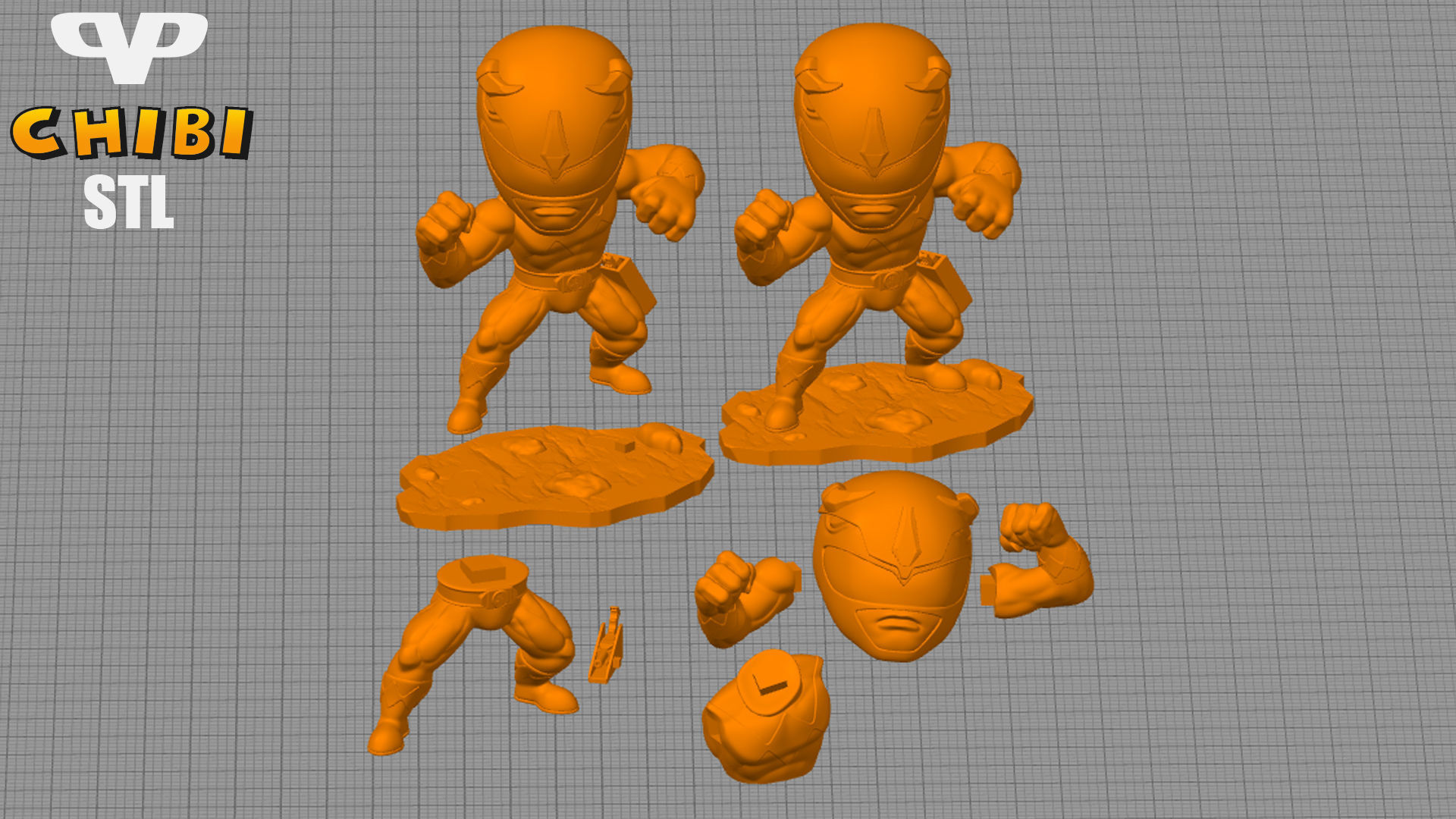 Blue Ranger Chibi STL for 3D Printing ChibiSTL 3DXM 3D print model_1