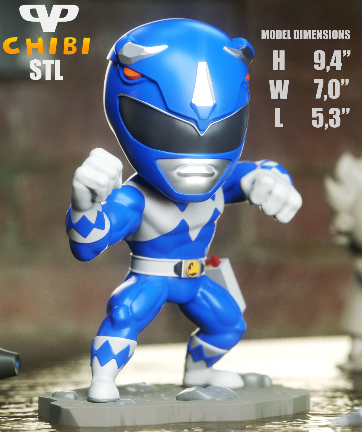 Blue Ranger Chibi STL for 3D Printing ChibiSTL 3DXM 3D print model_2