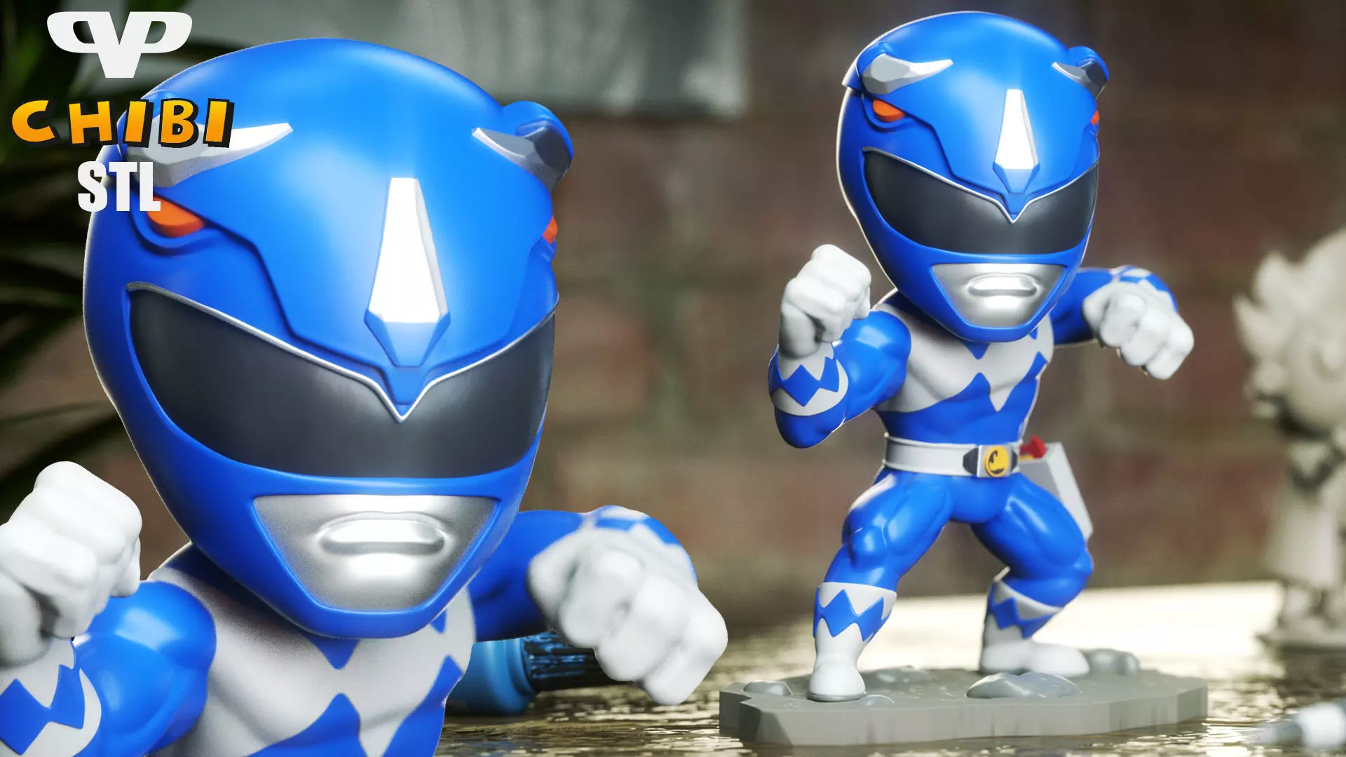 Blue Ranger Chibi STL for 3D Printing ChibiSTL 3DXM 3D print model_0