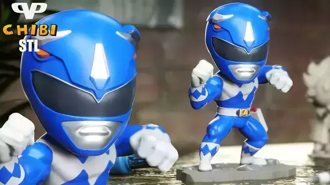 Blue Ranger Chibi STL for 3D Printing ChibiSTL 3DXM 3D print model