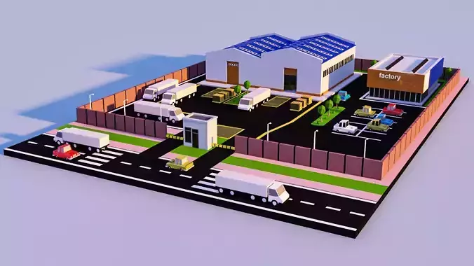 Low Poly factory- Low Poly Assets Low-poly 3D model Low-poly 3D model