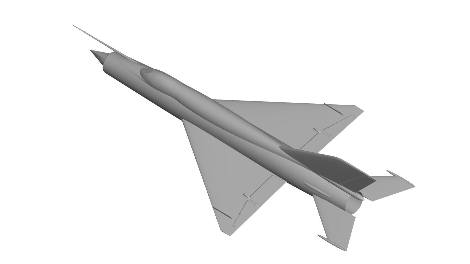 MiG-21 fighter jet flying in sky 3D model_3
