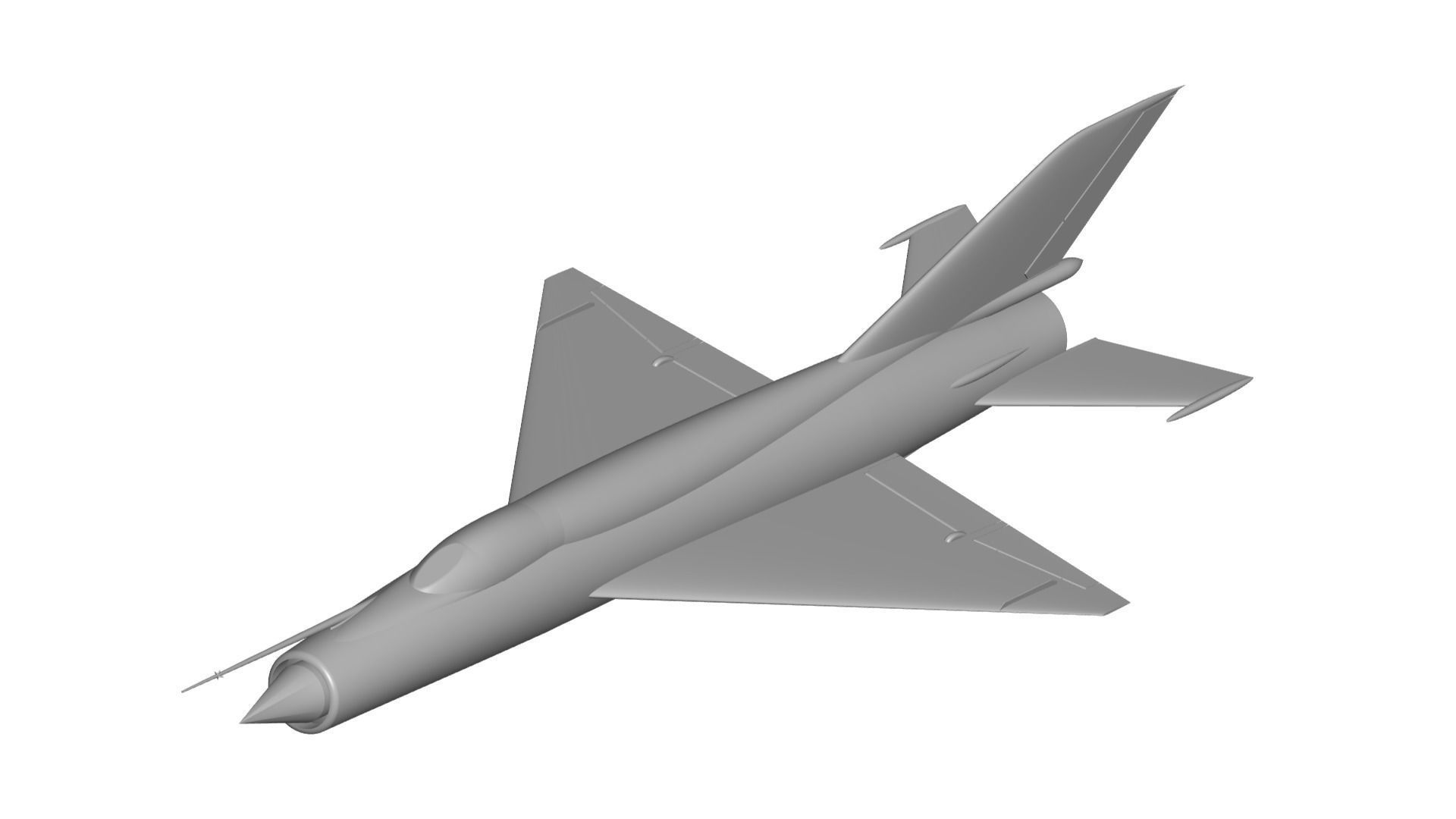 MiG-21 fighter jet flying in sky 3D model_1