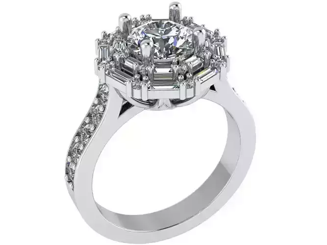 Round Cut Octagon Diamond Ring 0272