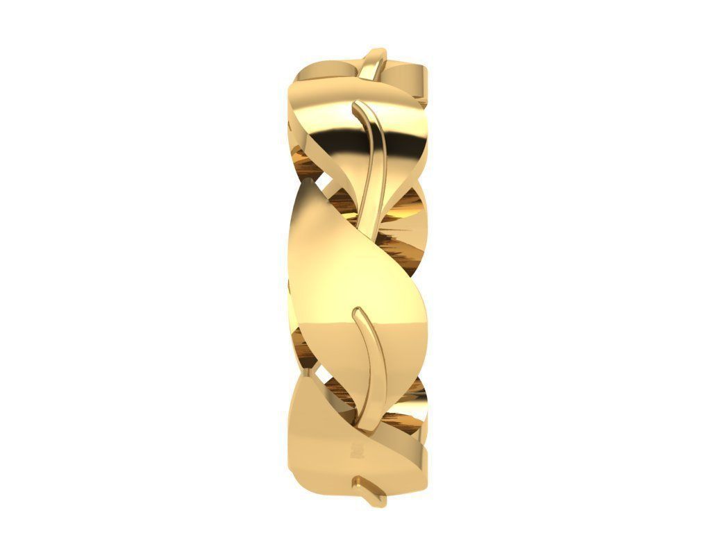 Ring310 gold ring with leaves 3D print model_3
