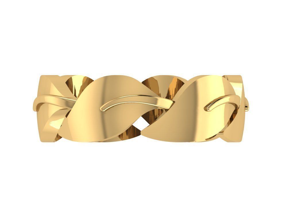 Ring310 gold ring with leaves 3D print model_1