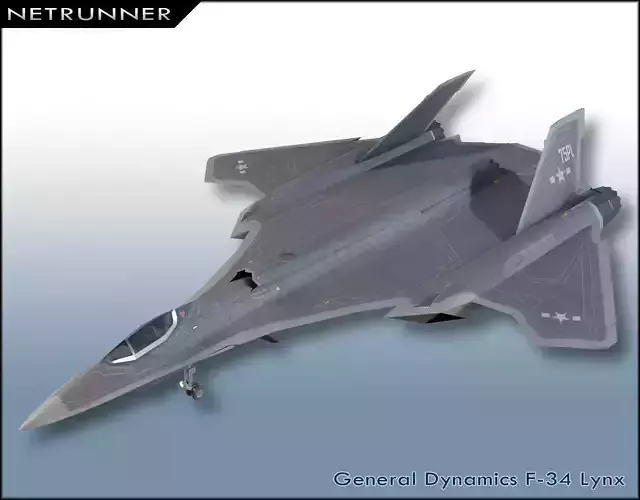 General Dynamics F-34 Lynx concept fighter Low-poly 3D model