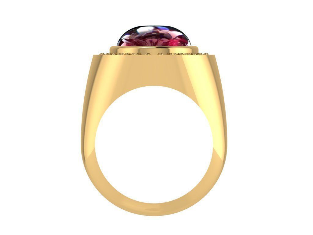 Ring313 gold ring with ruby stone and diamonds 3D print model_2