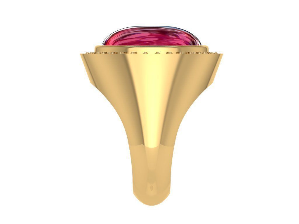 Ring313 gold ring with ruby stone and diamonds 3D print model_3