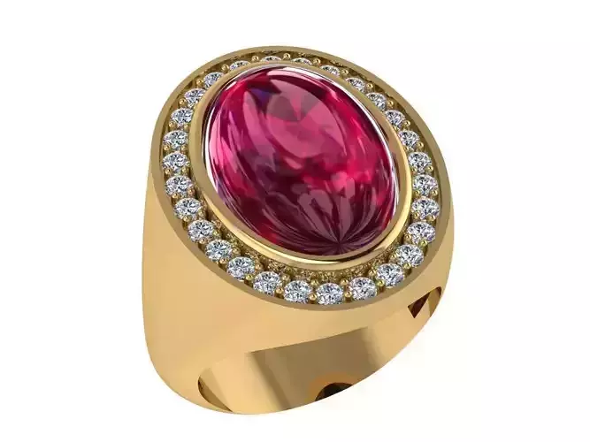 Ring313 gold ring with ruby stone and diamonds
