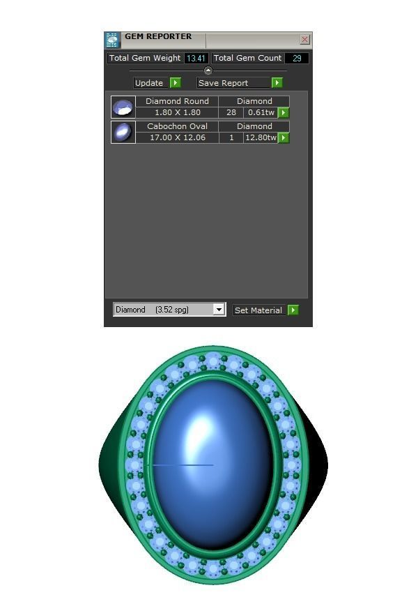 Ring313 gold ring with ruby stone and diamonds 3D print model_5