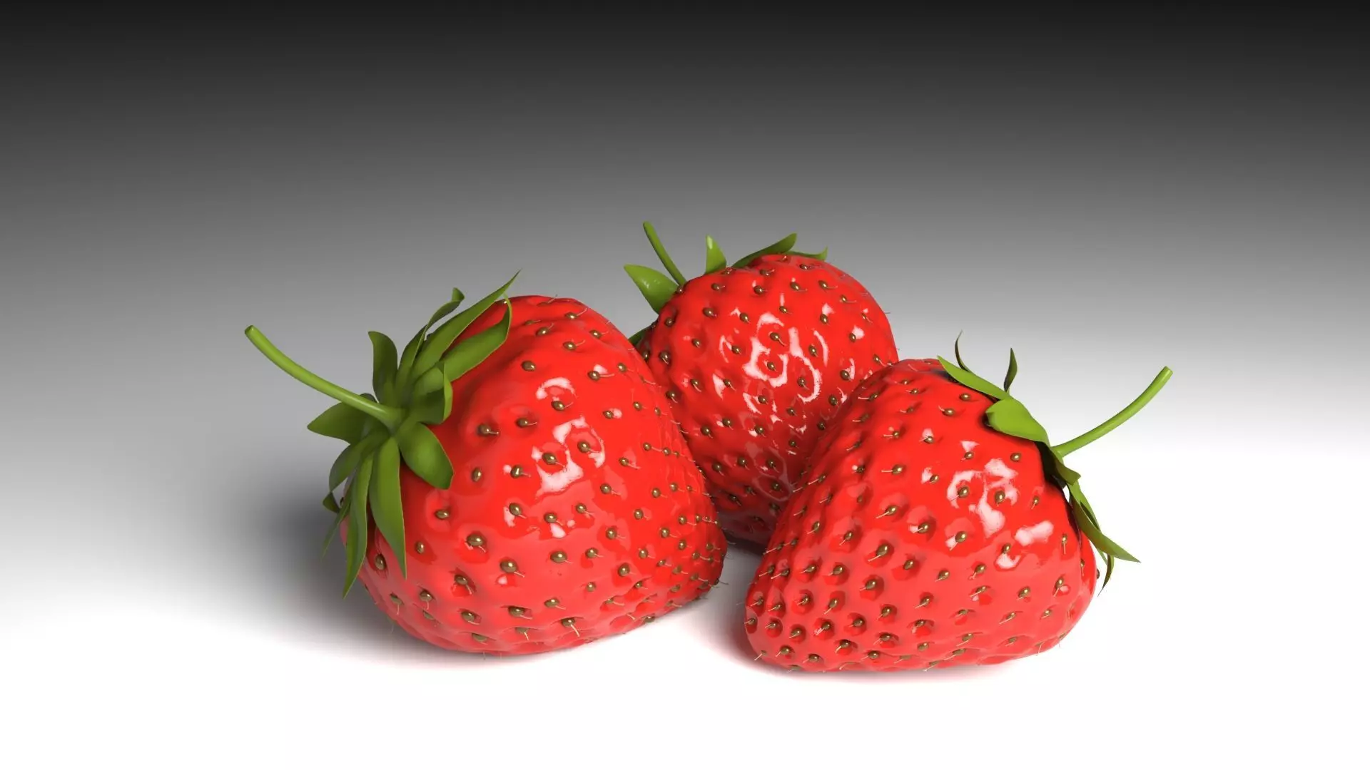 Strawberry 3D model three strawberries 3D model_0