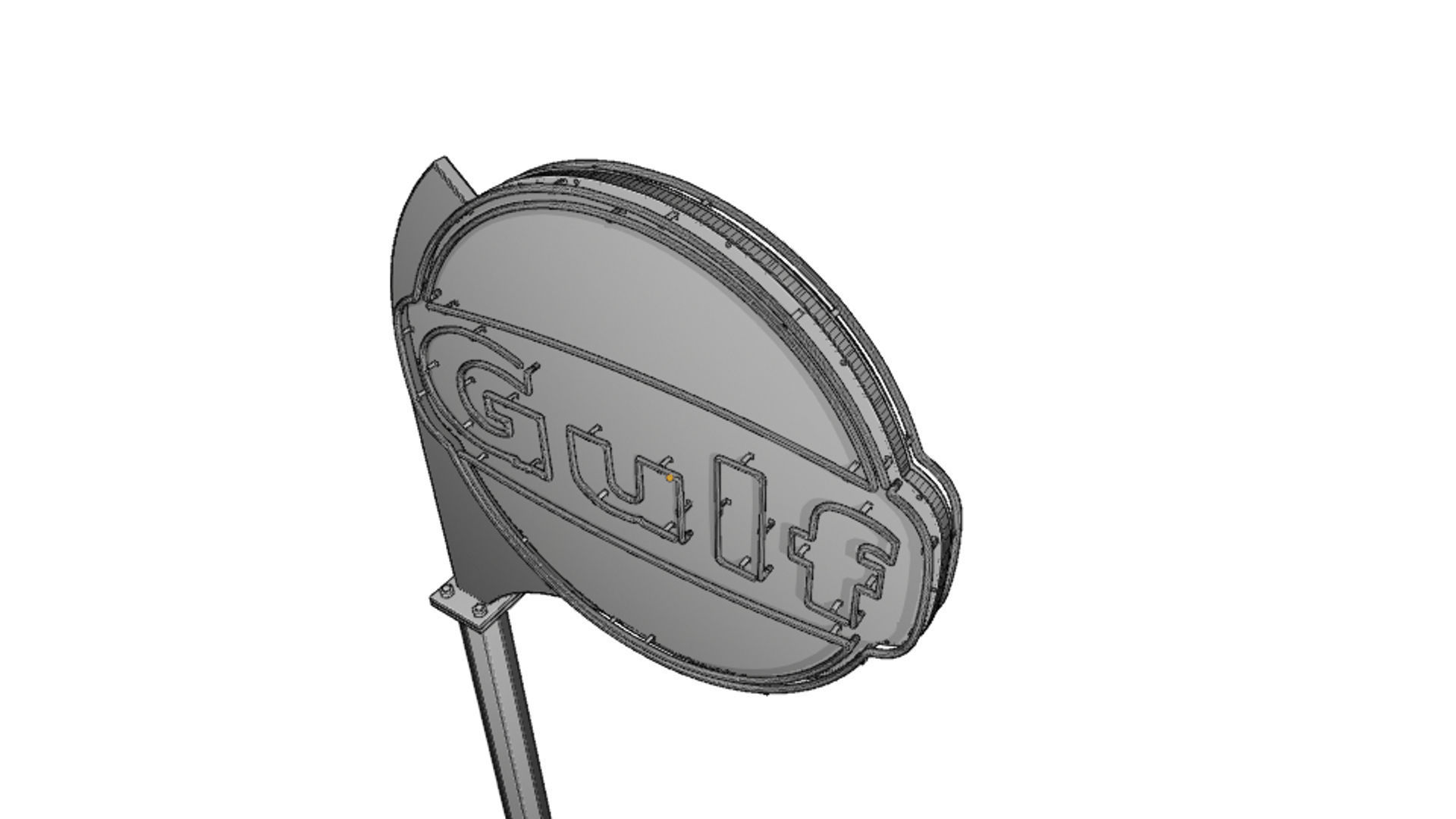  VINTAGE GULF GASOLINE SERVICE POST  3D model_5