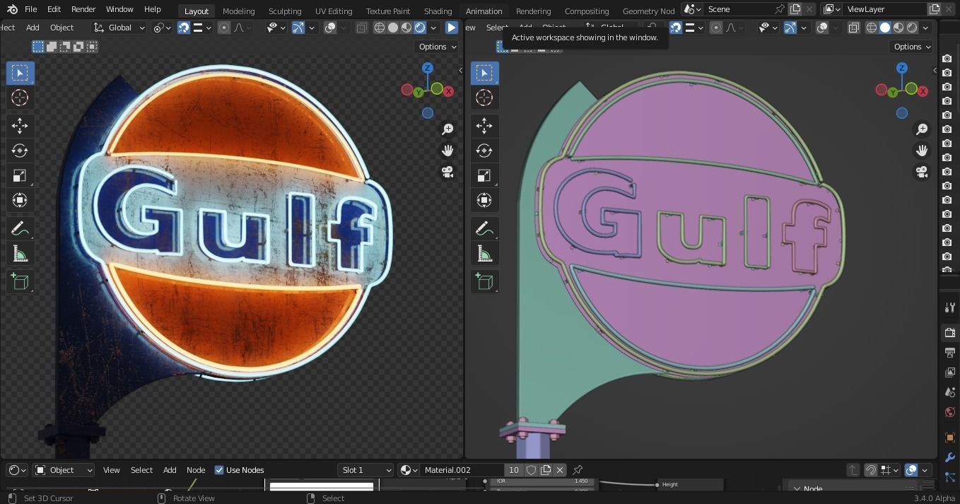  VINTAGE GULF GASOLINE SERVICE POST  3D model_1