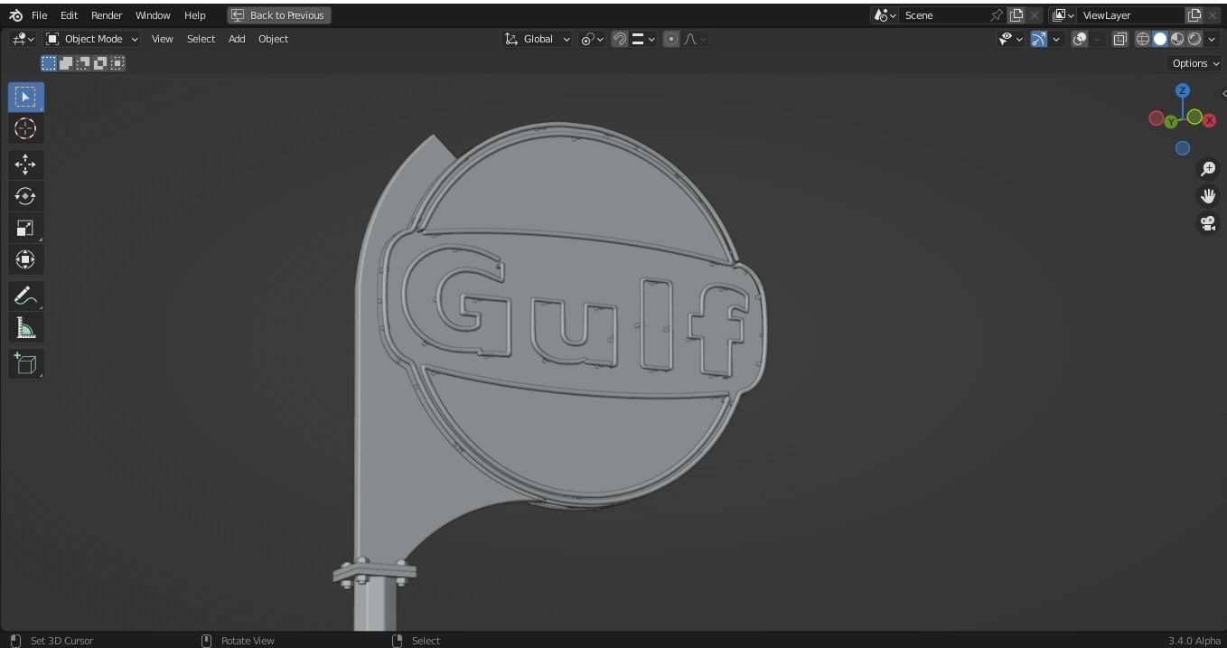  VINTAGE GULF GASOLINE SERVICE POST  3D model_2