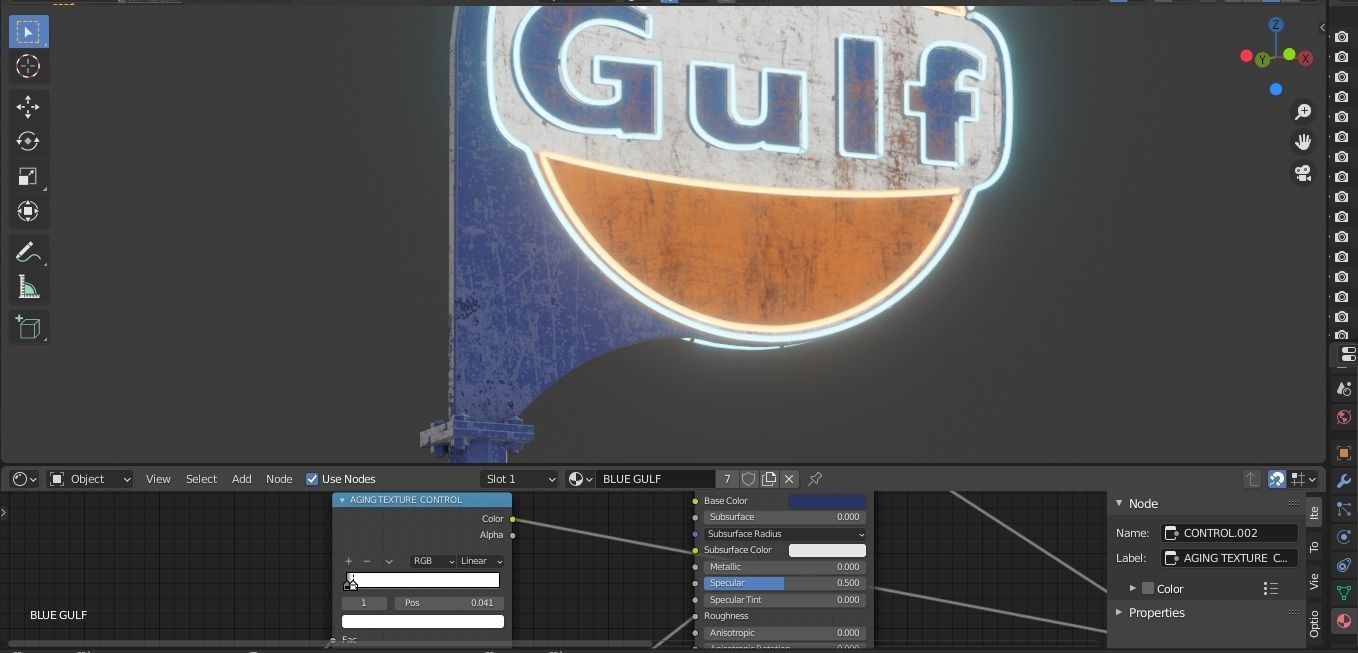  VINTAGE GULF GASOLINE SERVICE POST  3D model_3