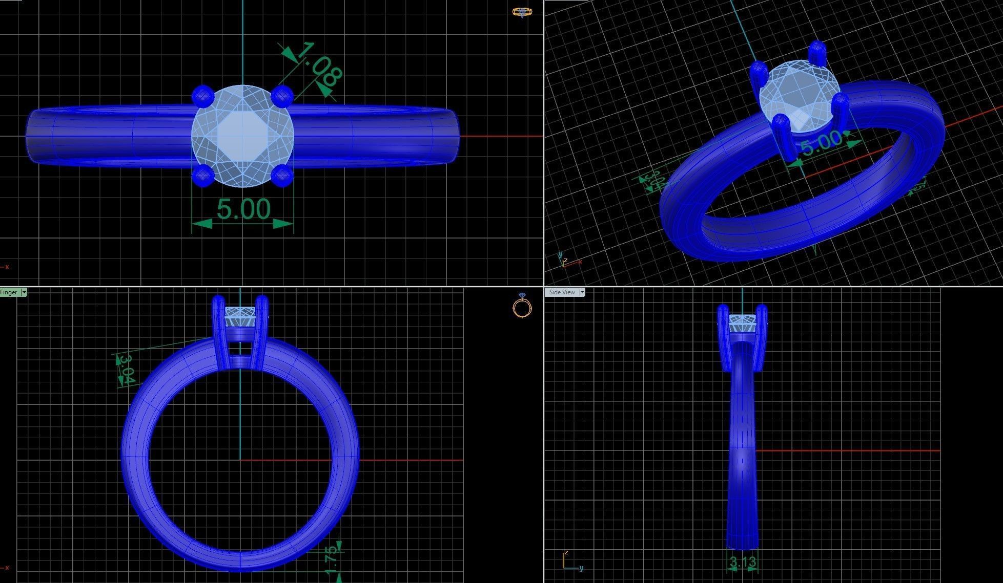 Classic style engagment ring  3D print model_7