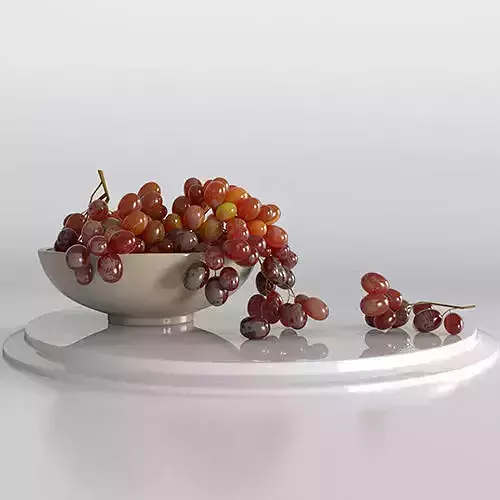 Grapes in a ceramic bowl 3D model
