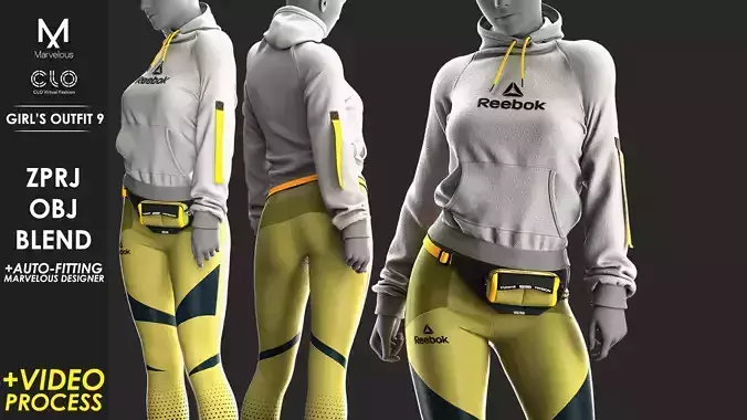 Girls Outfit 9 - Marvelous Designer with Video Process 3D model