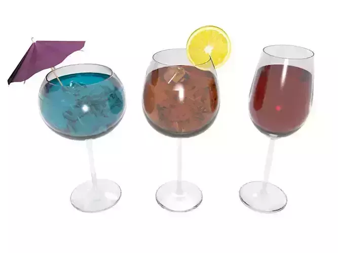Glasses with drinks 3D model