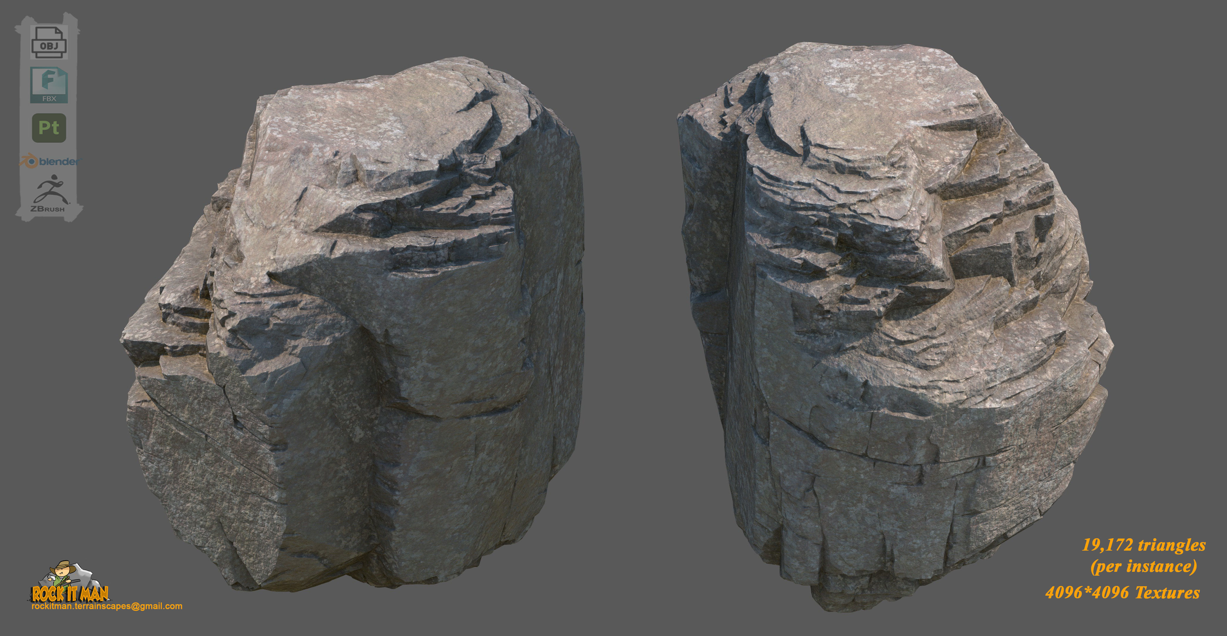 crumbly large 01 Low-poly 3D model_5