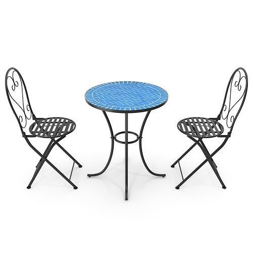 Mosaic Table And Chair Set Low-poly 3D model