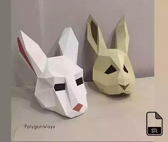 Polygonal Rabbit Mask 3D print model