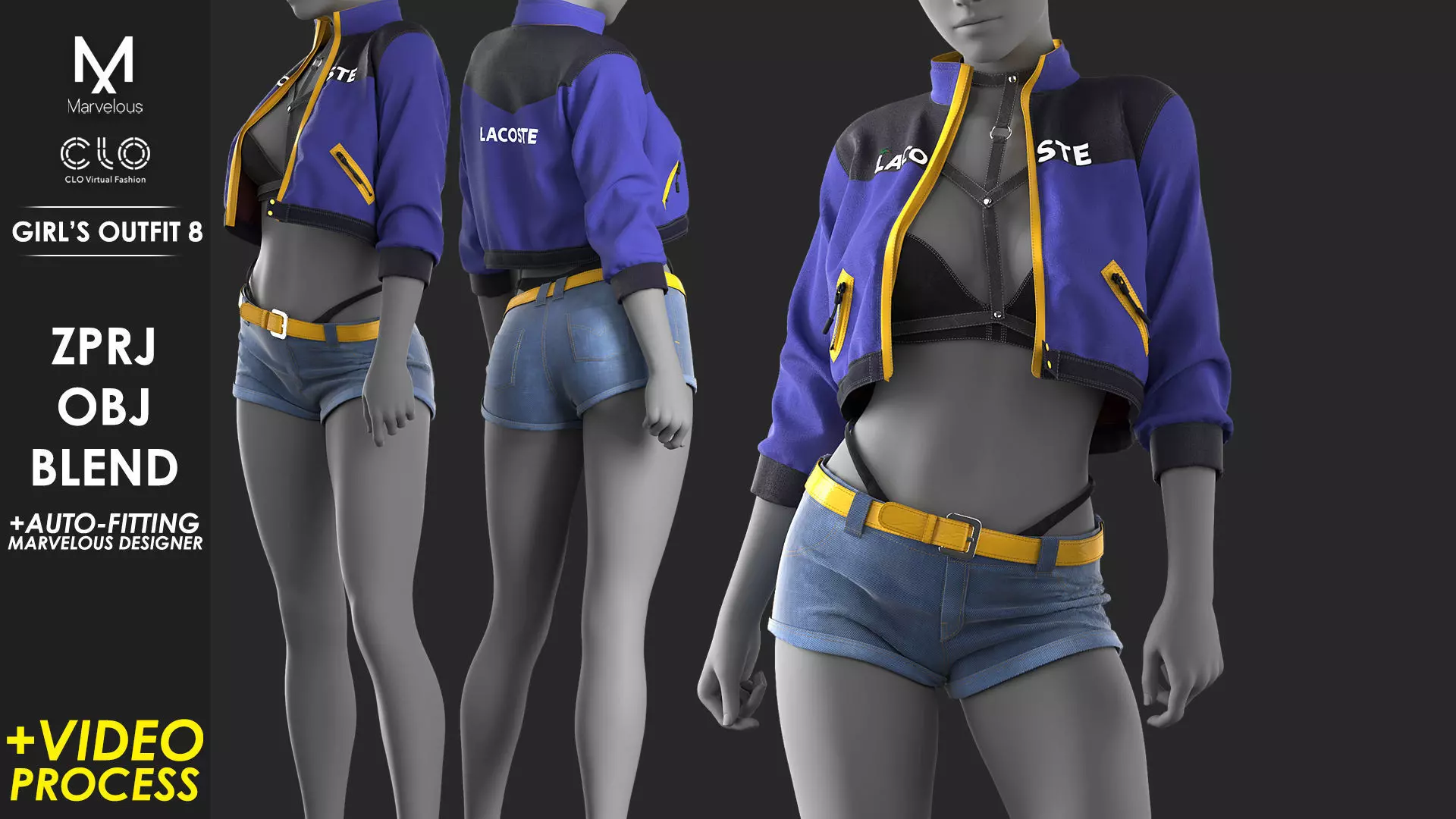 Girls Outfit 8 - Marvelous Designer with Video Process 3D model_0