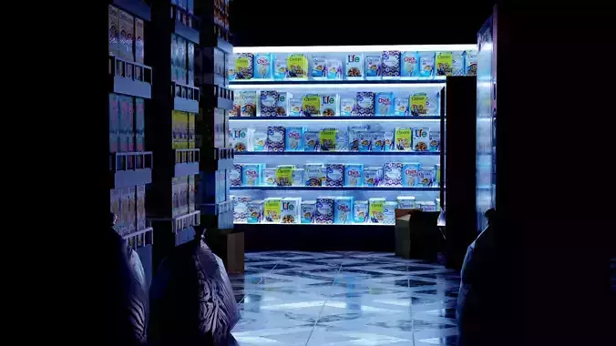 Night Interior Supermarket Low-poly 3D model