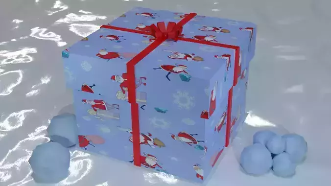 Gift box low poly 3D model