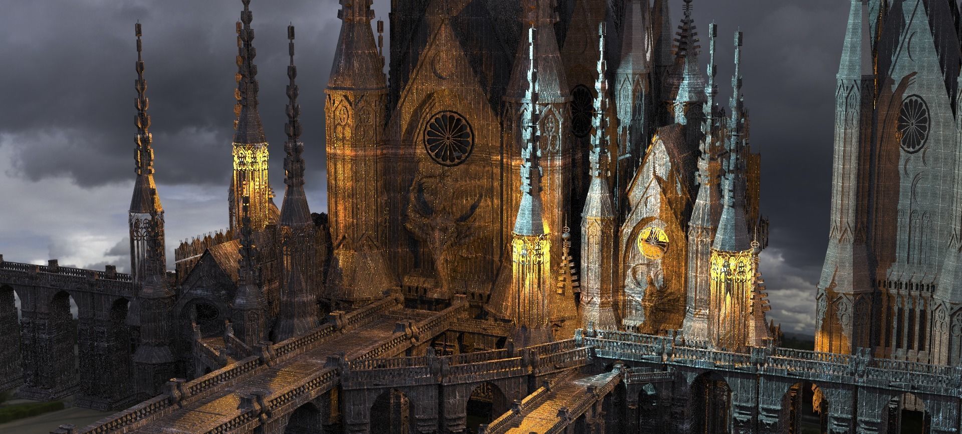 Dark Gothic Cathedral Dragon Architecture 4 Kit bash 3D model_1