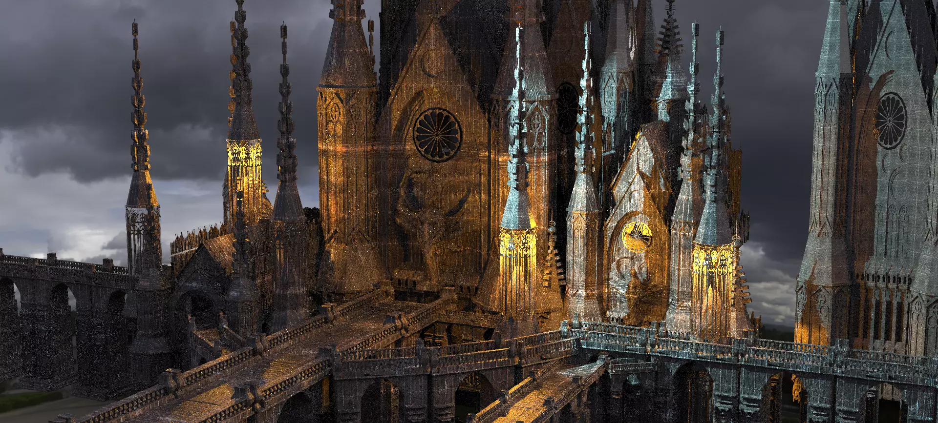 Dark Gothic Cathedral Dragon Architecture 4 Kit bash 3D model_0