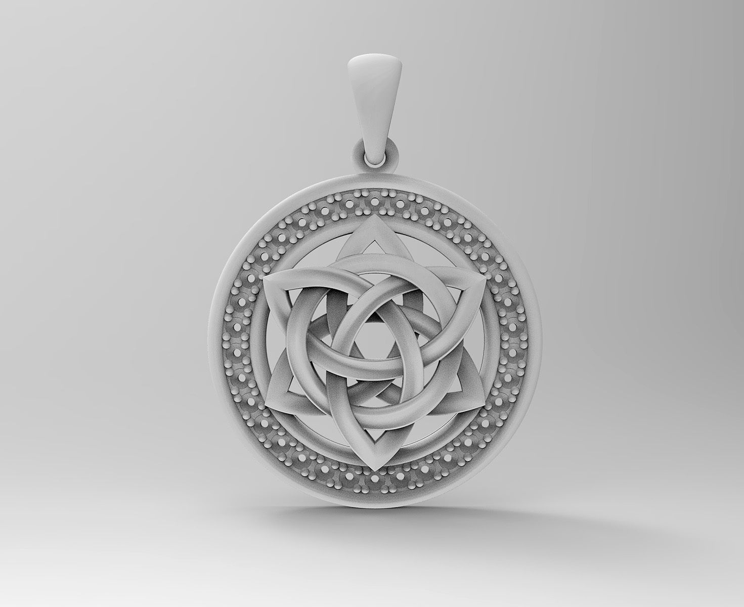 Star knot pendant with frame of gemstones 3D print model_2