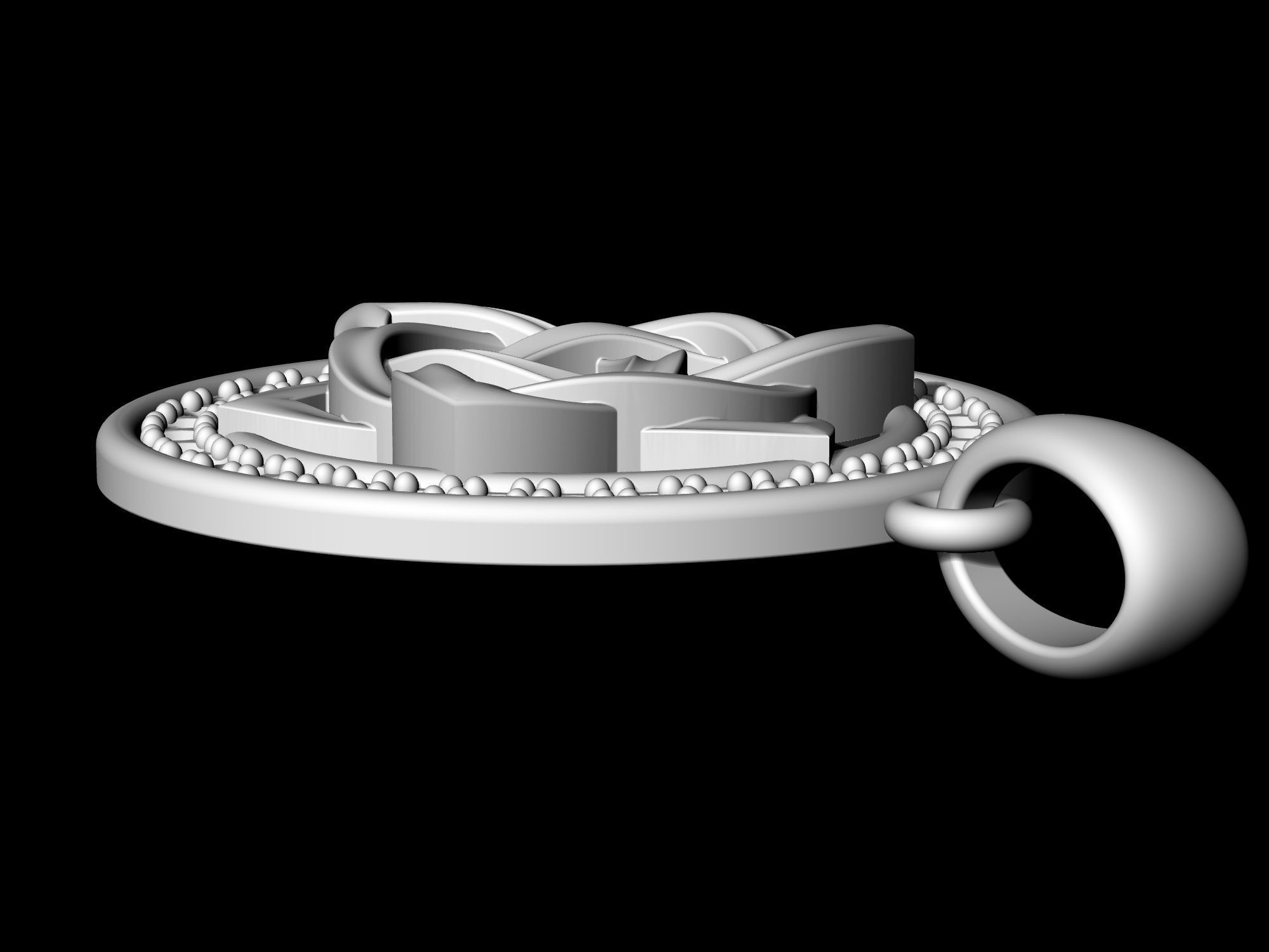 Star knot pendant with frame of gemstones 3D print model_6