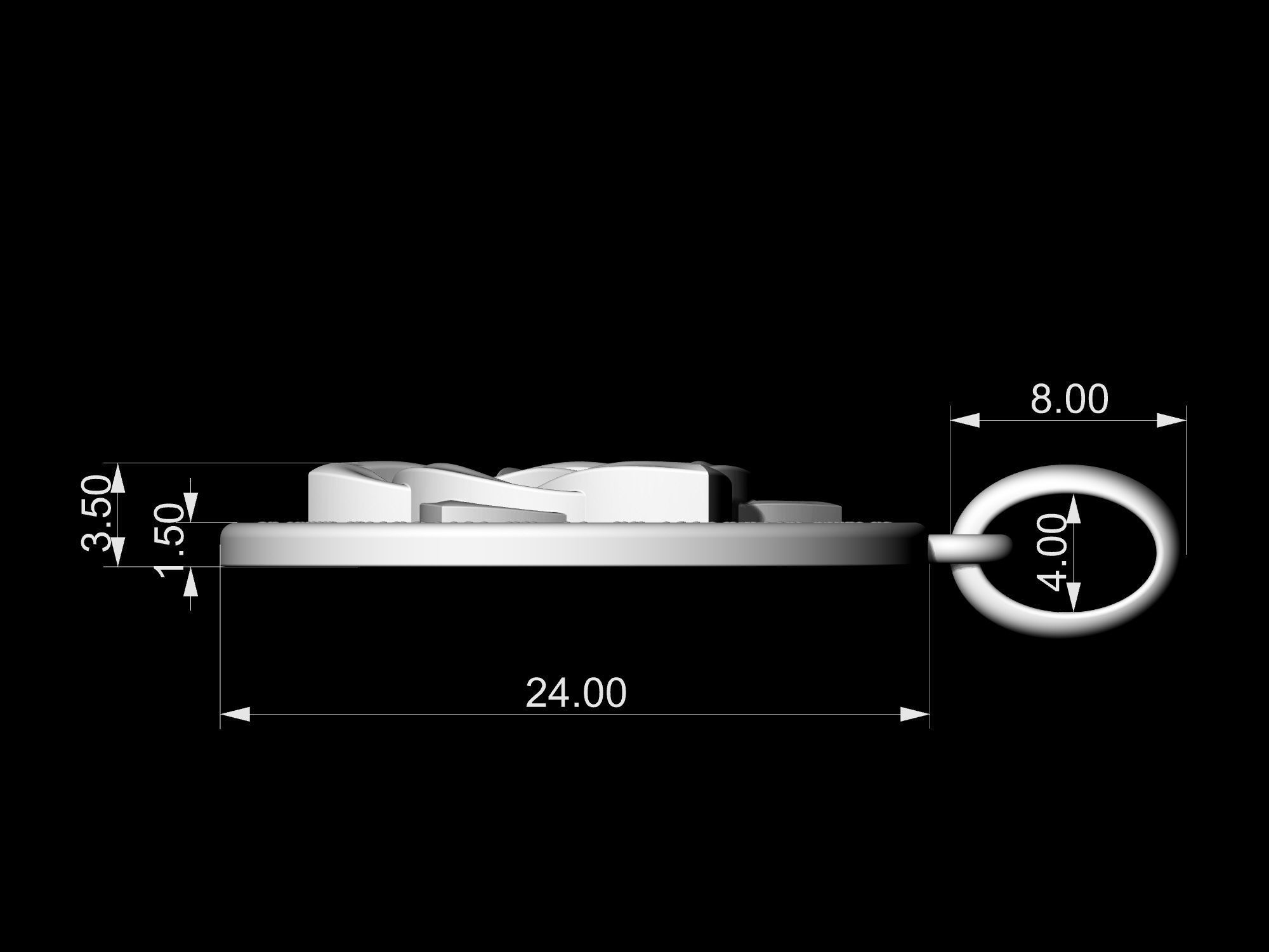 Star knot pendant with frame of gemstones 3D print model_9