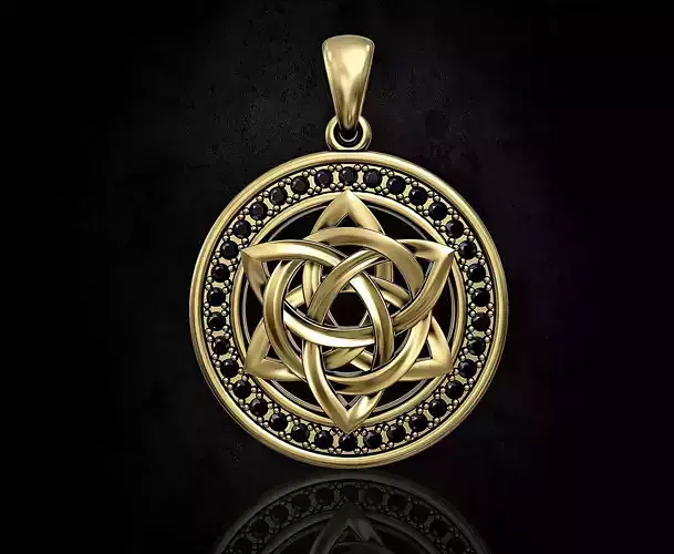 Star knot pendant with frame of gemstones