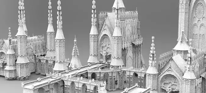 Gothic Cathedral Cult Architecture Kit bash  3D model