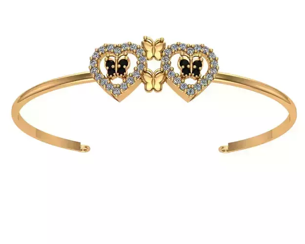 bracelet36 gold plated heart shaped bangle with diamonds