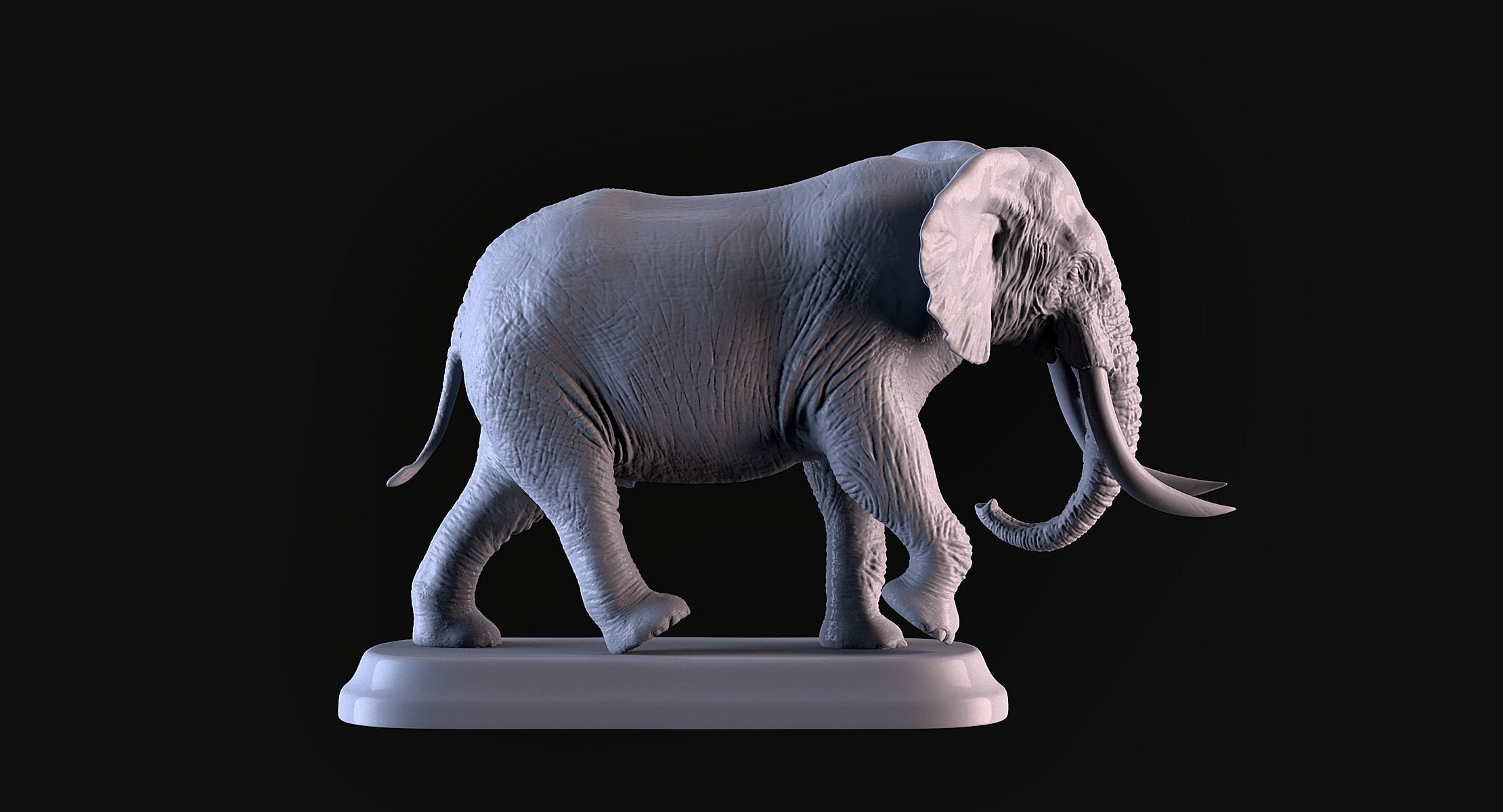 Elephant with tusks 3D print model_3