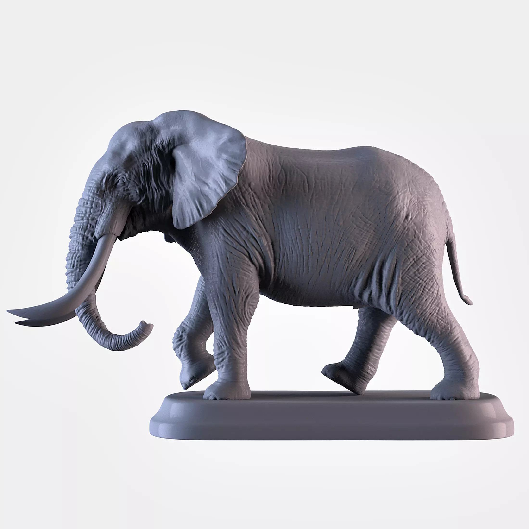 Elephant with tusks 3D print model_0